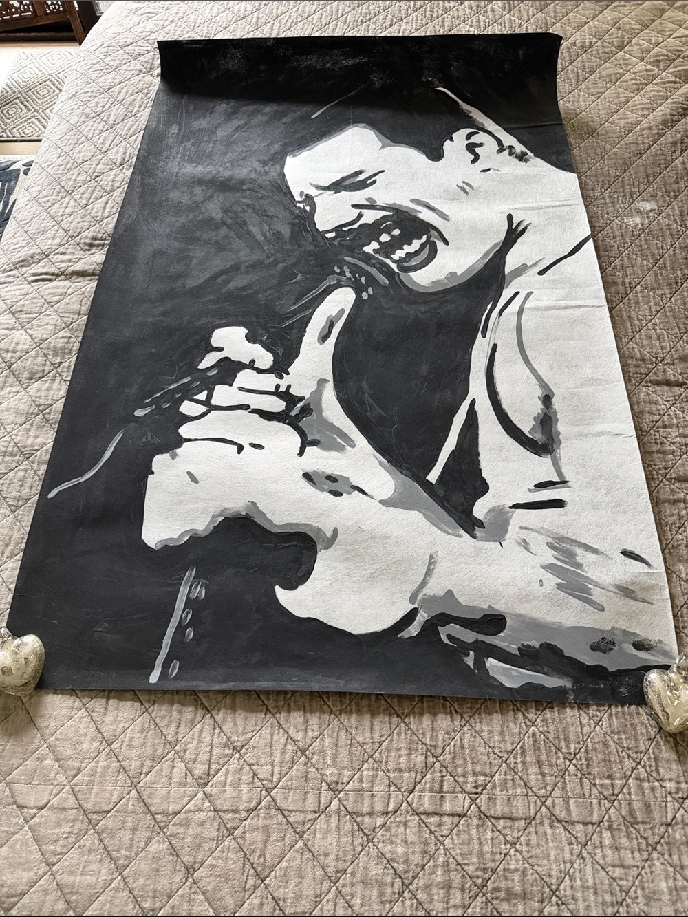 Black & White Singer Illustration Wall Art